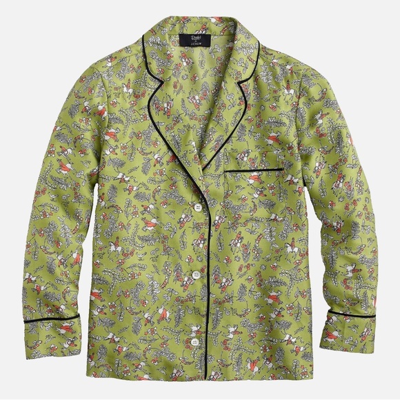 Like New, 10, J Crew Collection Drake Horseback Rider Silk Pajama Top - Picture 2 of 4